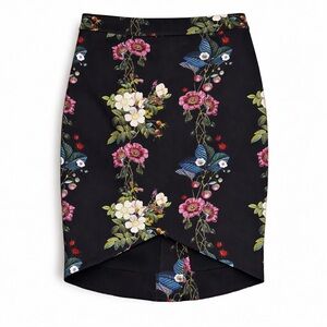Ted Baker Black Floral Zip Back Pencil Skirt | NWOT | Fits US 4